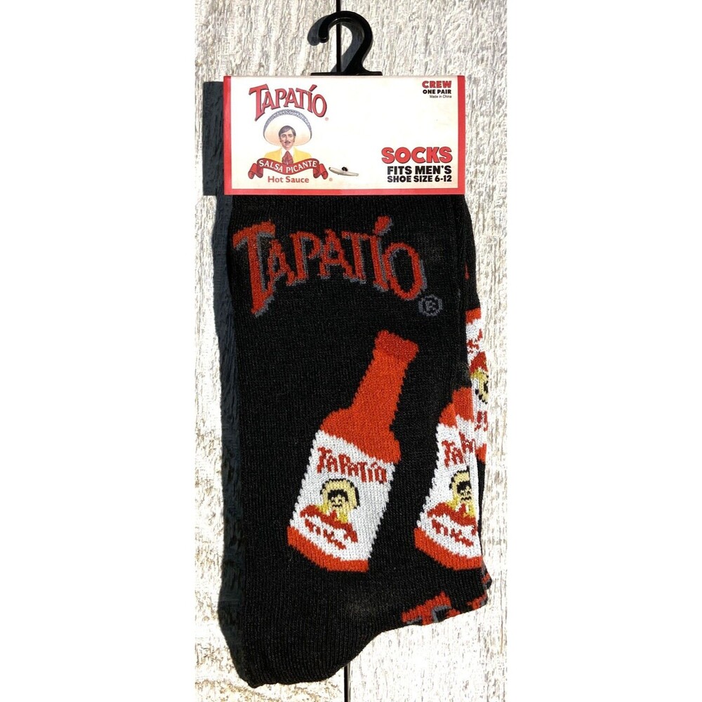 Tapatio's Hot Sauce Print Novelty Crew Socks - Men’s Size 6-12 - D012